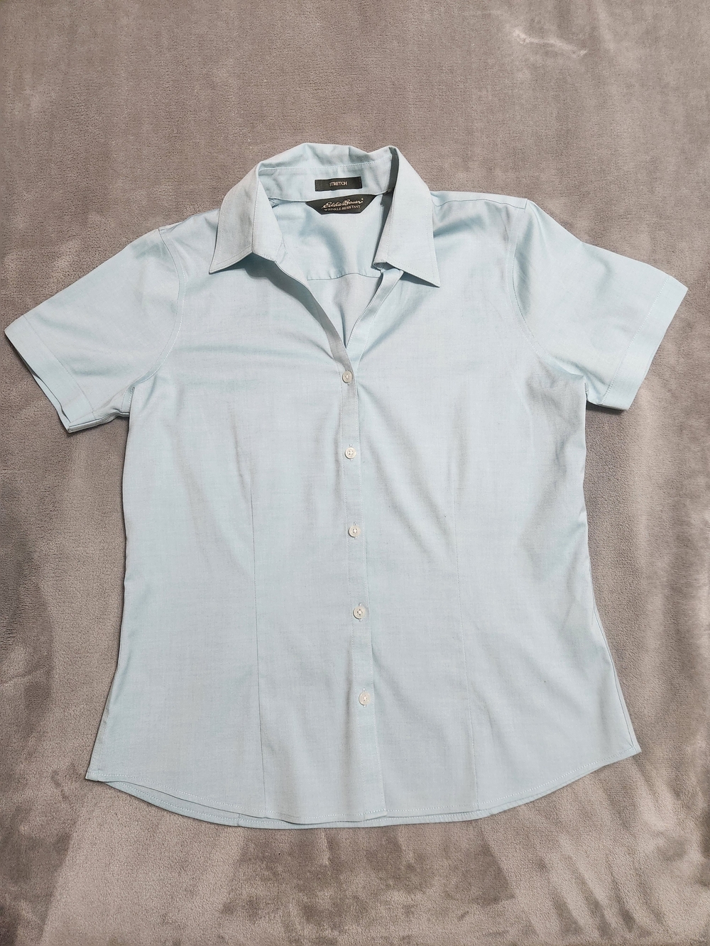 Eddie Bauer Light Blue Stretch Wrinkle-Resistant Short Sleeve Shirt